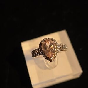 Silver Morganite Teardrop Ring, 6